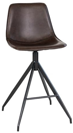 House Nordic Brauner synthetischer Lederstuhl mit schwarzen Füßen