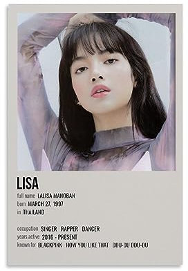 UMCHU Blackpink Lisa Poster Dekorative Malerei Leinwand Wandkunst Wohnzimmer Poster Schlafzimmer Malerei,Wandkunst Bilddruck Moderne Familienzimmer Dekor 08x12inch(20x30cm)