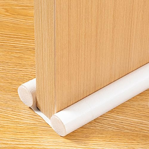 Dispositif coupe-vent de porte Bande d'étanchéité du bas de porte - coupe-vent efficace, anti-bruit, anti-moustique, isolant thermique et économe en énergie (Blanc)