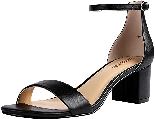 PIZZ ANNU Sandalen Damen mit Absatz Bequem Sandaletten Sommer Elegant Sommerschuhe Klassische Blockabsatz Schuhe Schwarz EU 41