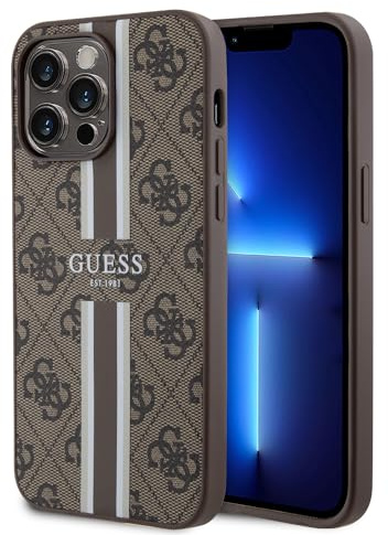 CG Mobile Handyhülle für iPhone 15 Pro Max - PC/TPU Braun Hardcase Kompatibel mit Magsafe 4G Gedruckte Streifen - Guess