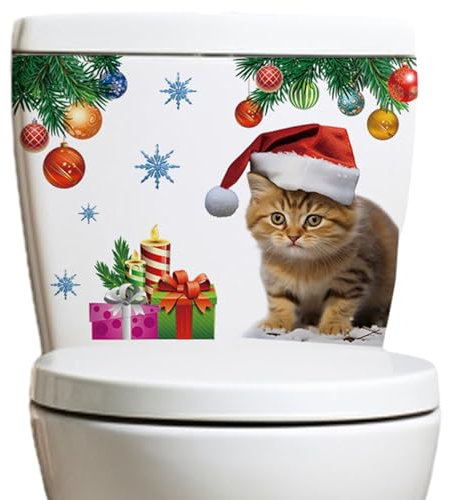 Cartoon Cat Toilet Sticker,3D Toilet Seat Cover Decal | Cat Toilet Sticker Strong Adhesive Removable Funny Water Resistant Wobblo