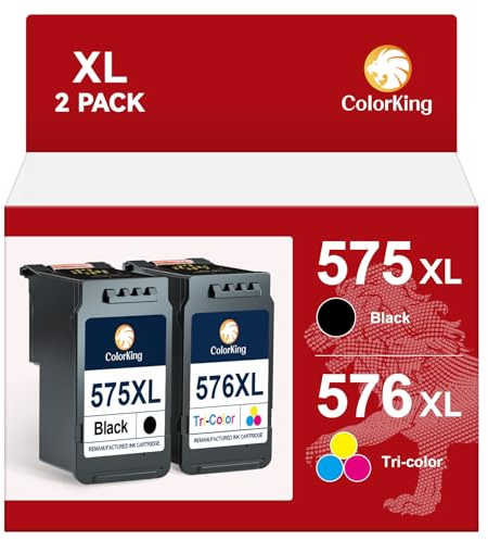 ColorKing PG-575 CL-576 XL Ersatz für Canon Druckerpatronen 575 576 XL PG-575XL CL-576XL für Canon für PIXMA TS3550i TS3551i TS3750i TS3751i TS3752i TR4750i TR4751i TR4755i TR4756i(1 Schwarz, 1 Farbe)