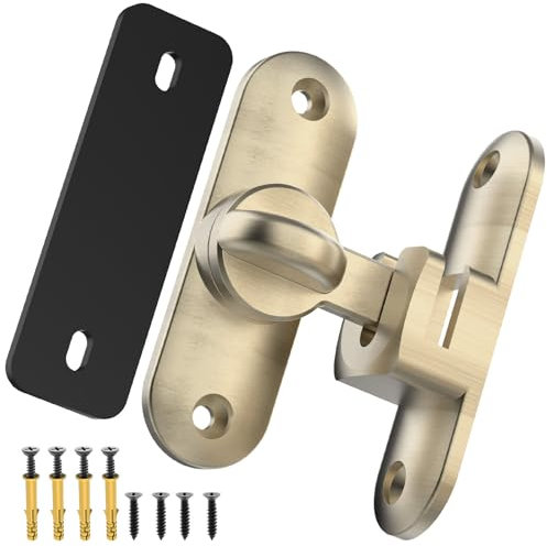 Flip Sliding Barn Door Lock, 90/180 Degree Sliding Door Lock Latch and latches for Barn Door, Pet Door, Bathroom, Outdoor, Garage, Window, Sliding Door (1, Bronze)
