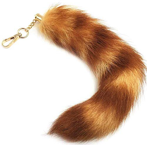 Ayetan Fuchsschwanz Anhänger 28cm Gold Schwanz Keychain Extra Groß Schlüsselring Tasche Zusätze Auto Schlüsselketten Anhänger Weich Flaumig Dicht Dekoration Natürliche Farben