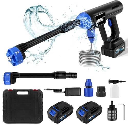 Cordless Pressure Washer, 435PSI Portable Power Washer 6-in-1 Nozzle with Rechargeable 3.0Ah Battery, Handheld High-Pressure Car Washer Gun for Home/Floor