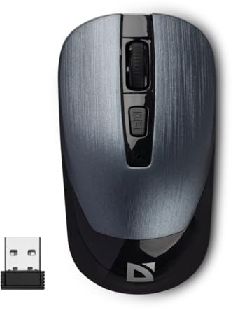 Defender® Wave Kabellose Maus – 2.4 GHz Wireless, Geräuschlose Tasten, 1600 DPI, Optischer Sensor, Ergonomisch, Ultraleicht 50g, PTFE-Gleitfüße, Symmetrisches Design, Grau, Für PC, Laptop, Büro