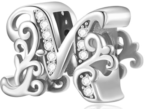 Jokmeo 925 Sterlingsilber Damen Buchstaben-A-Z-Anhängerperlen, kompatibel mit Pandora sowie europäischen Armbändern und Halsketten, passend für Frauen und Mädchen.ZM1