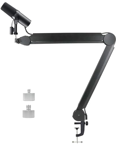 Liyirui Mikrofonarmständer für Schreibtisch, Mikrofonarm mit Kabelmanagement, Microfonarm, robust, faltbar, integrierte Federaufhängung, Scherenständer mit 1,6 cm bis 0,95 cm und 0,6 cm Schraube, groß