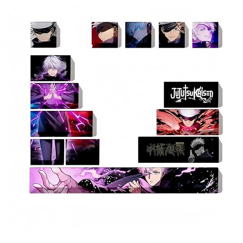 Jujutsu Kaisen Tastenkappe, 14 Tasten, PBT Thermosublimation, benutzerdefinierte Tastenkappen für 61/64/87/104/108 Cherry MX Switches mechanische Tastatur (Gojo Satoru)