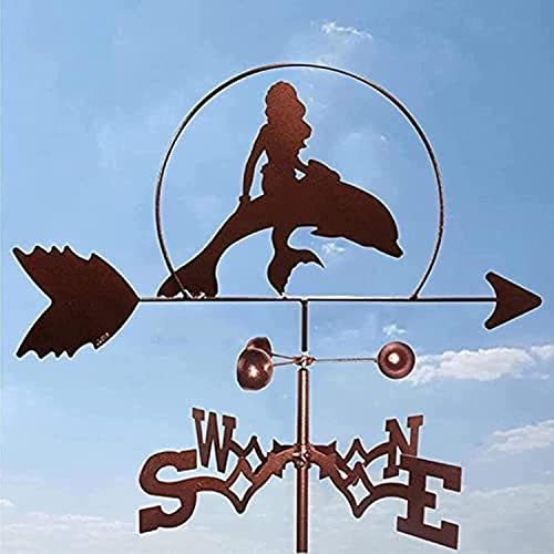 Generic Wetterfahne Wetter Schaufel Garten Mount Yard Stake Metall Eisen Windrichtungsanzeiger Bauernhof Dauerhafte Szene Garten Pfahl Wetterfahnen/Meerjungfrau/35 * 50Cm