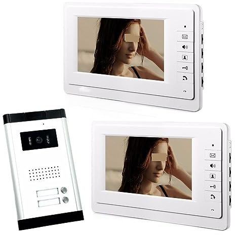 nmbhus 7 Appartamento Cablato Video Citofono Audio Citofono Campanello Videocitofono Sistema Porta For 2 Unità Camere