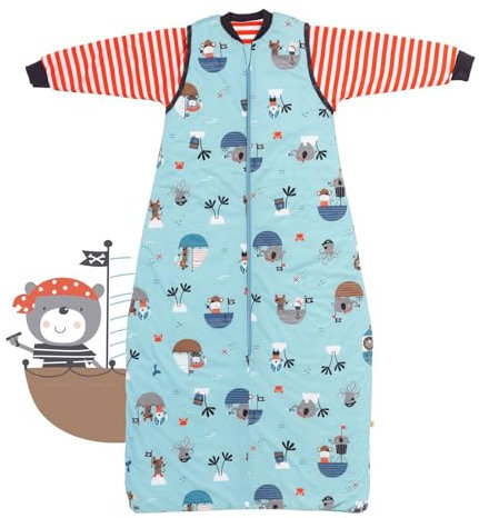 schlummersack Kinder Schlafsack Baby ganzjährig 130 cm Pirat | Ganzjahresschlafsack Baby mit Ärmel abnehmbar 2.5 Tog Baby Schlafsack ganzjährig | Ganzjahres Schlafsack Baby