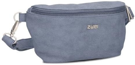 Zwei Damen Hip Bag Mademoiselle.M MH4 Bauchtasche 25 cm 1 Liter aus hochwertigem Kunstleder, Crossbody Bag wasserabweisend, 3-in-1 Bequeme Brusttasche, Gürteltasche & Hüfttasche (Nubuk-Sky)