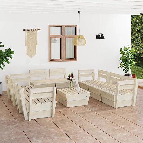 THOYTOUI 9-TLG. Garten-Paletten-Lounge-Set, Terassenmöbel außen Gartengarnitur Set Balkonmöbel Set Garden Furniture Sets Geeignet für Terrasse Garten Veranda Balkon Imprägniertes Fichtenholz