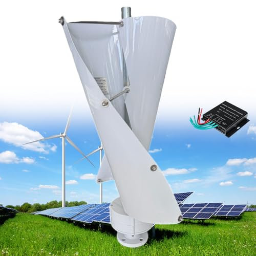12000W Turbina Eolica Verticale,12V/24V/48V Generatore Eolico a Levitazione Magnetica Elicoidale a 2 Pale,Generatore a Magnete Permanente CA Trifase,Kit Turbina Eolica con Controller,E-12V