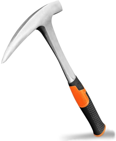 Rock Pick Hammer-31oz Geology Hammer with Ergonomic Handle – Stone Mason Hammer, Block Masonry Hammer with Pointed Tip & Shock Reduction Handle,Brick Tools, Masonry Tools