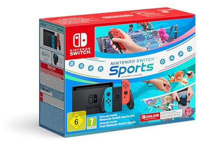 Nintendo Switch V2 neon-rot/neon-blau mit Switch Sports
