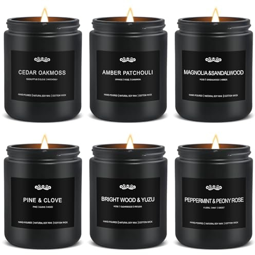 Scented Candles for Men, 6 Pack, 42 oz Soy Wax, 300 Hours, Gift Set for Men