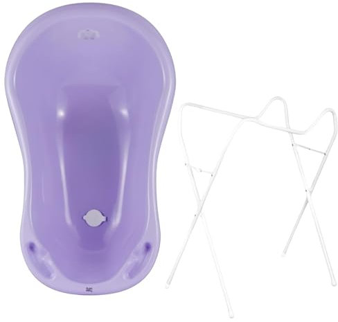 Hylat Baby Bañera Bebe con Soporte y Tapón Yeti Violeta – Certificada TÜV Rheinland - para Recién Nacidos y Bebés de Hasta 12 Meses, de Plástico Sin BPA – Colección Lite Bañera para Bebe con Patas