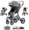 Shineey kinderwagen 3 in 1 Buggy Babybett Komplett Set Einem Klick Zusammenklappbarer Kinderwagen, 3 in 1 KombiKinderwagen Aluminiumrahmen für Neugeborene