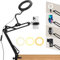 Overhead Phone Mount with Ring Light, Adjustable Overhead Camera Mount 3 Colors and 9 Adjustable Brightness, Desk Ring Light for Live Stream/Nail Art/Drawing/Video Recording