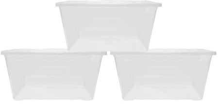 simpa 110L XL Stackable Plastic Storage Box with Clear Lid - 42cm (H) x 79.5cm (L) x 40cm (W) - Set of 3