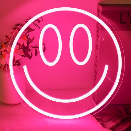 Smile Insegna al neon Insegna al neon con luce LED alimentata tramite USB rosa luminose decorative per feste, compleanni, bar, camera da letto