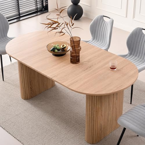 Lecafur HL 70.8 Oval Dining Table for 4 6 Person, Natural