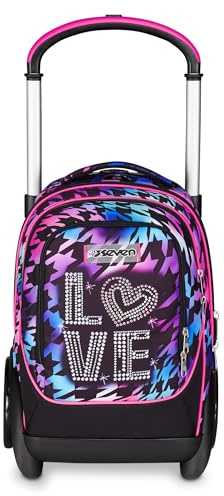 Seven Trolley Scuola Sganciabile Tyre, Viola Fucsia, Zaino Con Carrello Sganciabile Da 40 L, Maxi Ruote e Crossover System, Maneggevole e Resistente, Scuola Elementare e Media, Zaino Bambina