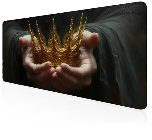 Gaming Mauspad Krone Mauspad, Gaming Mousepad groß mit, mit Wasserdicht und Rutschfester Gummi, Vernähten Kanten, Gaming Tastatur Matte, verbessert Präzision und Geschwindigkeit 100x50 cm Z-390