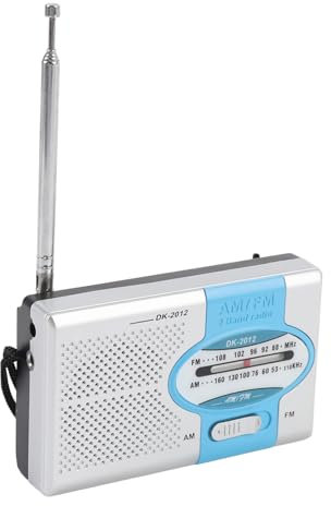 Small Radios Portable Am FM, Radio à Transistor à Piles à Batterie, Haut-Parleur intégré, avec Une Prise D'oreillette de 3,5 Mm, pour la Maison de Voyage à la Maison (Bleu argenté)