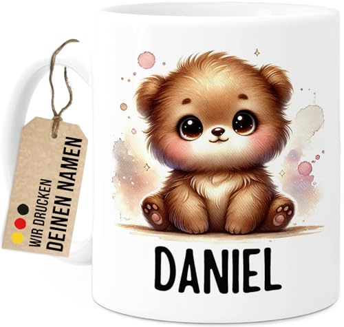 Tassenliebling® Bären Tasse personalisiert – Kindertasse mit Namen – Tiere Geschenke – Tasse mit Namen Kind – Personalisierte Geschenke Kinder – Kinderbecher aus Keramik 330ml
