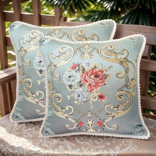 SZHELEJIAM Kissenbezug 50x50 cm, 2er Set Weiche Kissenhülle Dekokissenbezug Sofakissen Couchkissen Luxuriöser Jacquardstoff Dekorative Dekokissen für Couch, Sofa Bett, Schlafzimmer, Wohnzimmer