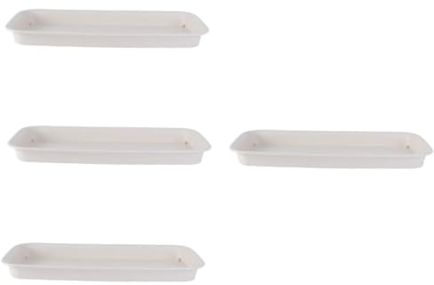 VANZACK 4 Pièces Plateau Rectangulaire Plastique pour Pots de Fleurs de Coupelles pour Plantes Protection Évacuation de Eau Intérieur Extérieur