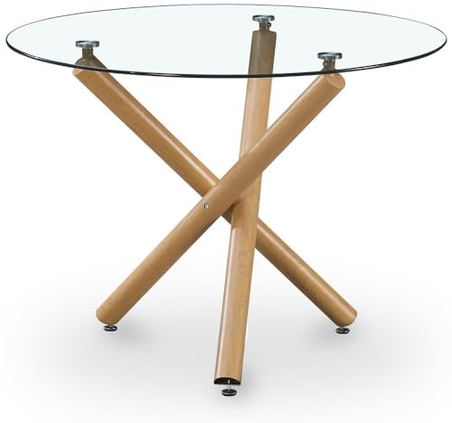 Iconik Interior Scandinavian Style Table à Manger Ronde - Design Scandinave - 4/5 Couverts - Tesfa Naturel