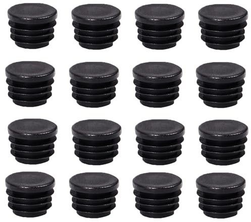 Lot de 16 bouchons ronds en plastique noir de 22 mm pour chaises, tables, meubles, sol, pieds de chaise