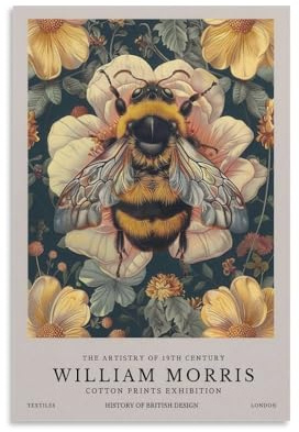 William Morris Bee Floral Plant Art Vintage Posters For Room Aesthetic Canvas Bathroom Art Wall Decor Photo Prints 12x18inch(30x45cm)