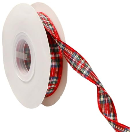 Bliceon 20 Yards Tartan Ribbon, 15mm Christmas Ribbon for Gift Decorations | Red Tartan Ribbon, Christmas Decorations, Christmas Ribbon for Crafts