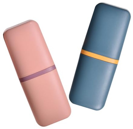 Beavorty 2stücke Reisezahnbürstenbecher aus Tragbare Zahnbürstenbox und Aufbewahrungsbox für Zahnpasta Kleiner Organizer für Reisen Camping und Zuhause Mundspülbecher und Halter in Einem