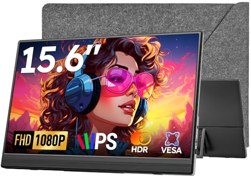 Dopesplay Portable Monitor 15.6 Zoll, 1080P Tragbarer Monitor mit Lautsprecher/Ständer, Ultra-schlank USB-C & HDMI Externes Display für Laptop/PC/Mac/Xbox- mit VESA-Löchern