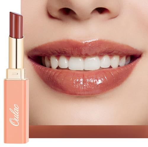 Oulac 2 in1 Lippenstift und Lippenbalsam, Saftiger & Glänzender Pflegender Lippenstifte, Lippenpflege, Natürliche und Hydratisierte Lippen, Glänzender Effekt für Trockene, Rissige Lippen, Vegan 28
