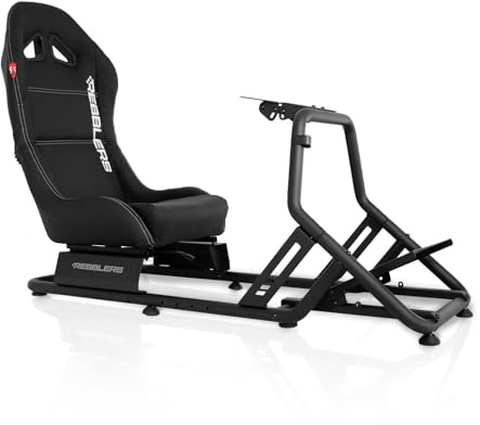 Rebblers® SIMR 300 Rennsimulator Cockpit mit Rennsitz, Schalthebelhalterung & Monitorhalterung, Vollständig verstellbar, Schwarz