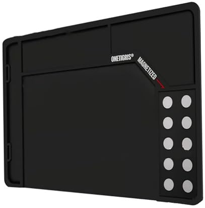 Magnetische Werkzeugmatte, Waffenreinigungsmatte, Gewehr- und Pistolenmatte mit Magnetpunkten, rutschfeste, ölbeständige Gummimatte für Werkbänke, magnetische Werkzeugreinigungsmatte mit(Black,90CM)