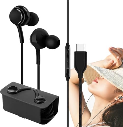 Cuffie cablate USB C, auricolari in-ear con cavo, impermeabili, suono stereo Hi-Fi per smartphone, laptop, computer