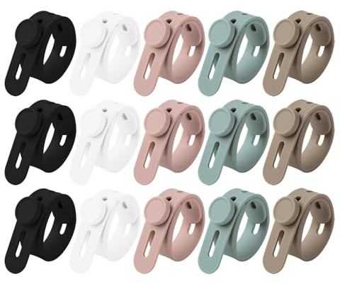 15 Stück Silikon Kabelbinder, Elastische Kabelbinder mit Schlossschnalle, Einstellbar und Waschbar, Kabelmanagement für Zuhause, Büro, Auto, Reisen und Organisation