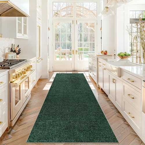 Stqyeiw Läufer Teppich für Flur 50 x 150 cm Lang rutschfest Küchenläufer Teppich Läufer für Küche Waschbar Teppichläufer Flur Teppich Küchenteppich für Eingang Schlafzimmer Korridor Waschküche Grün