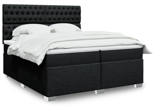 Qnhdfrt Boxspringbett Doppelbett Schwarz 200x200 cm mit Taschenfederkern Matratze Höhenverstellbares Kopfteil Modernes Schlafsofa Design Ecksofa für Schlafzimmer Gästezimmer Jugendzimmer