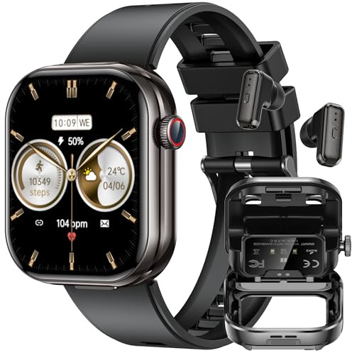 Smartwatch Donna Uomo con Auricolari Bluetooth: 2.02 Orologio Smart Watch Effettua Risposta Chiamate 100 Modalità Sportive Fitness Tracker IP67 Impermeabile WhatsApp Notifice Compatibile Android iOS