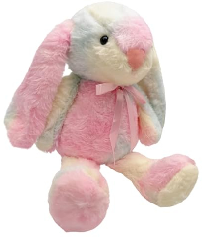 QiiWuic Bunny Teddy, Rainbow Rabbit Plush Companion,Pink Bunny Teddy Bear for Emotional Support and Decorative Use, Soft and Cuddly Stuffed Animal